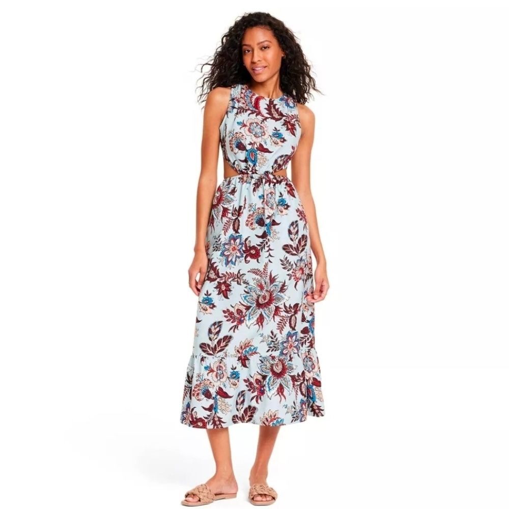 RHODE X Target Nwot Women's Large Leafy Print Cutout Midi Dress Size Small